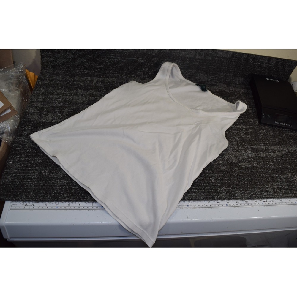 LAUREN Ralph Lauren White Cotton Tank Top WOMENS L FLAWS